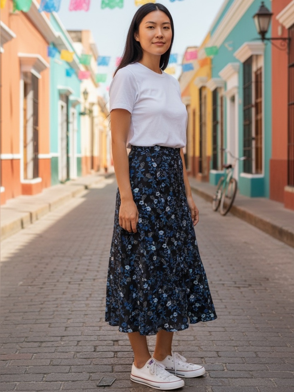 $260 The Kooples blue floral skirt w button details NWT Size Small